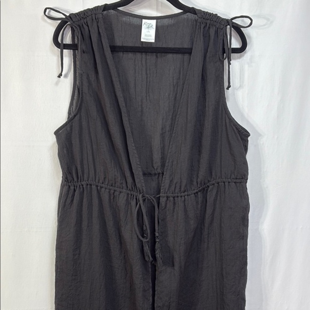 🫆Kona Sol Black Swim Coverup with Tie Details and Adjustable Waist